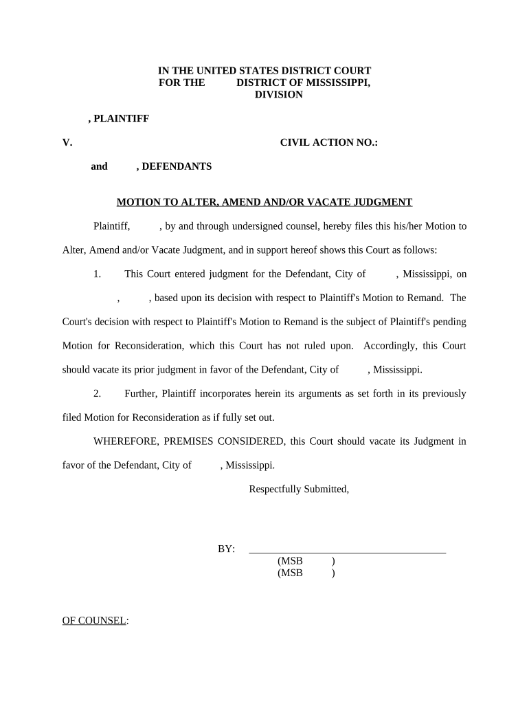 Amend Judgment  Form