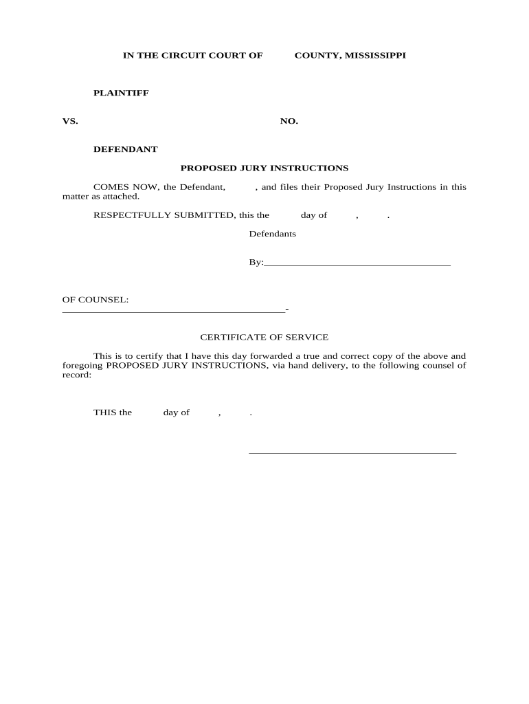 Mississippi Jury Instructions  Form