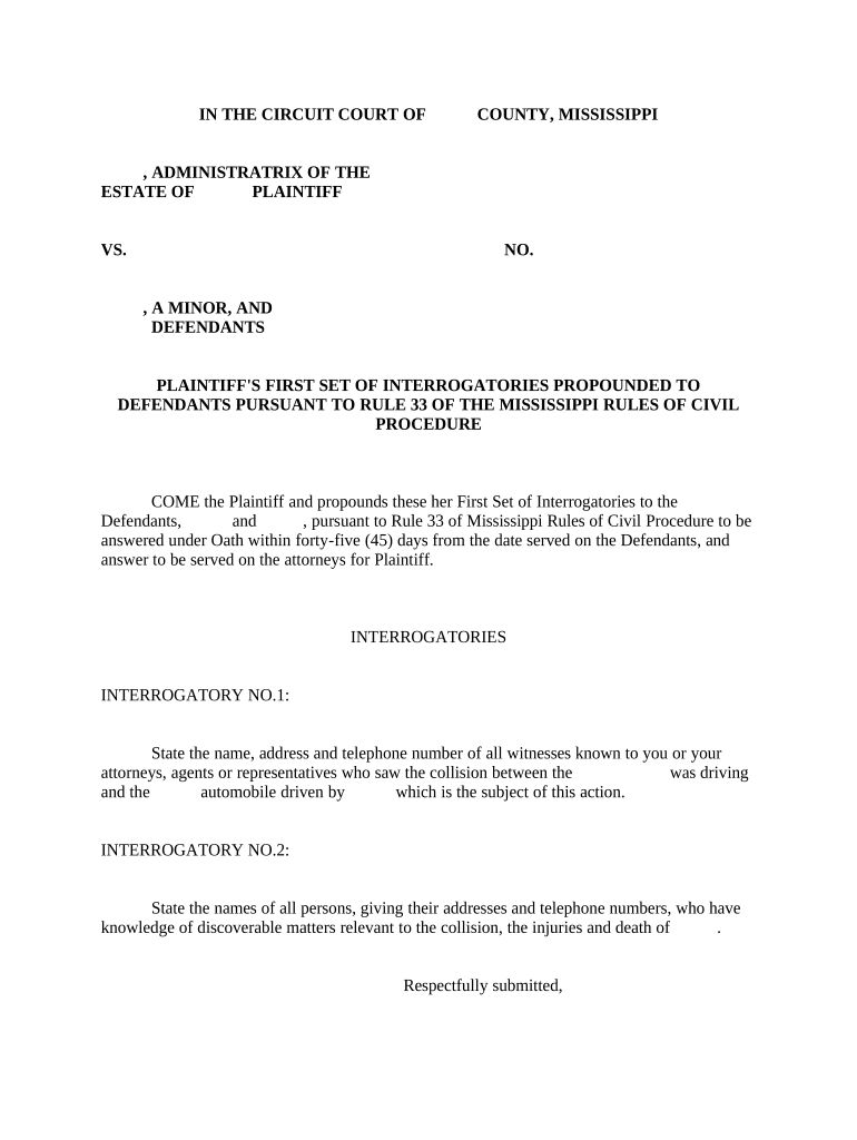 Mississippi Motor Vehicle  Form