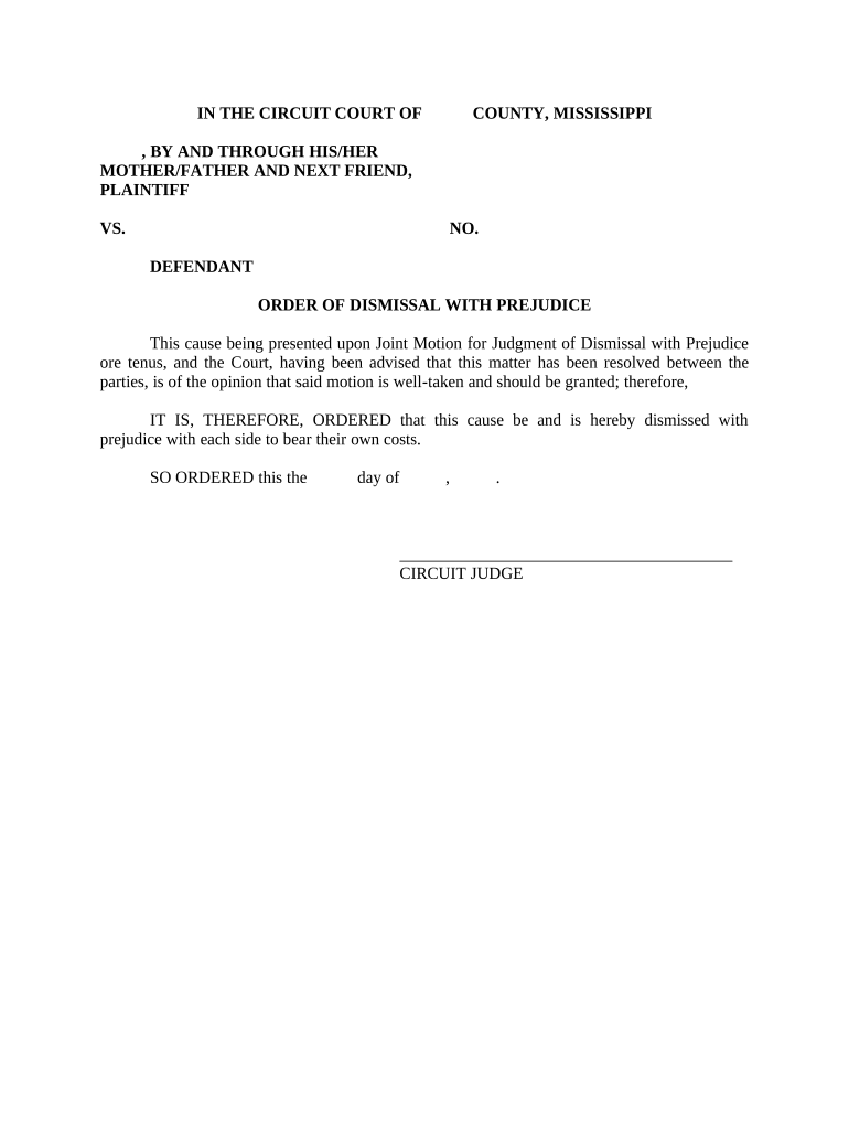 Mississippi Dismissal  Form