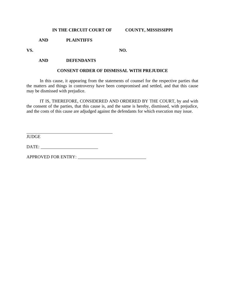 Consent Order with  Form