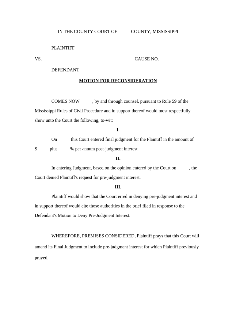 Mississippi Reconsideration  Form