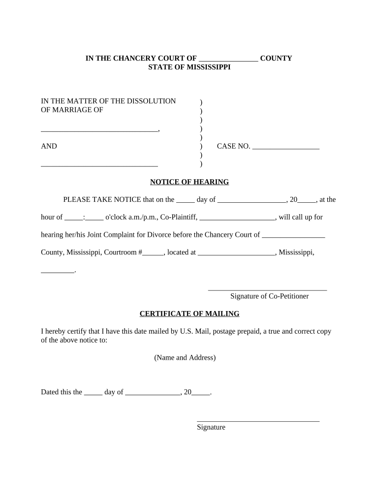 Mississippi Notice Form