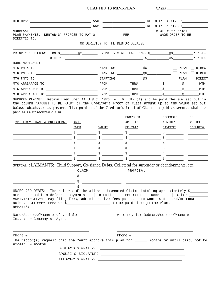 Chapter 13 Plan Mississippi  Form