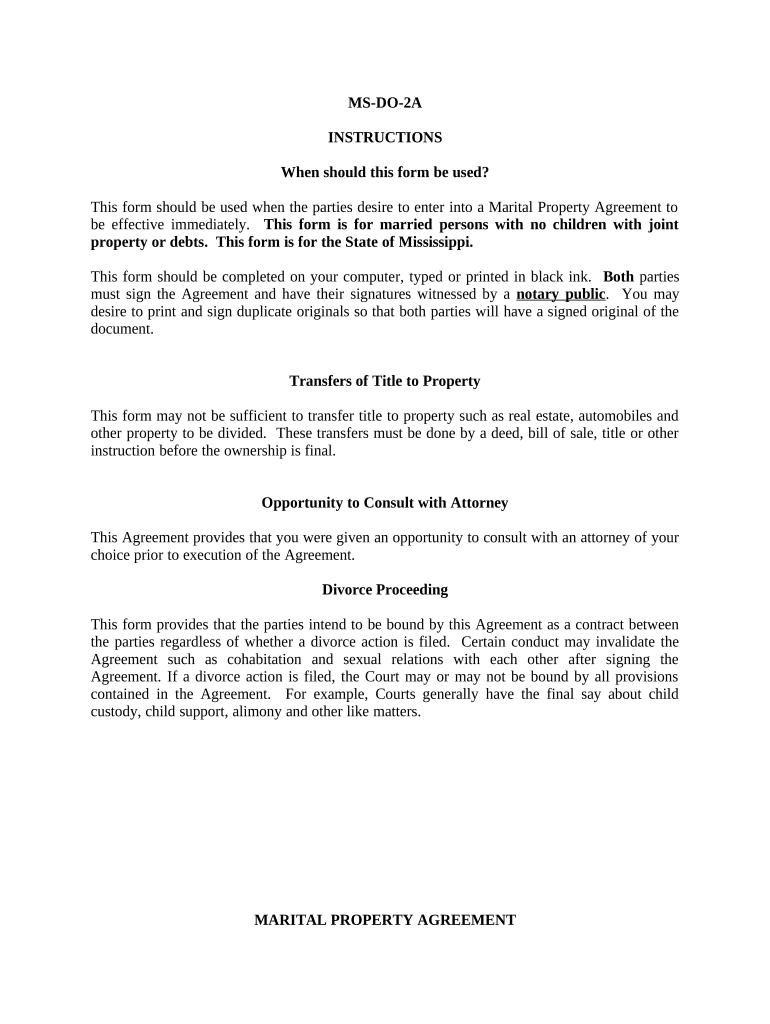 Marital Domestic Separation and Property Settlement Agreement No Children Parties May Have Joint Property or Debts Effective Imm  Form