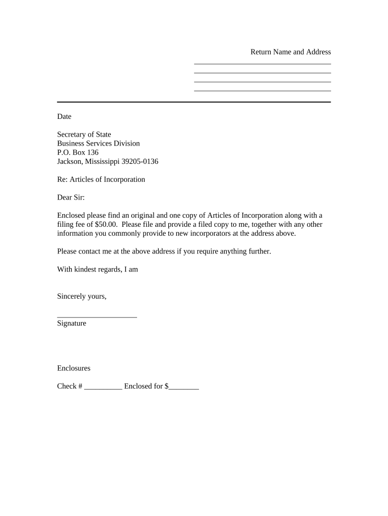 Mississippi Letter State  Form