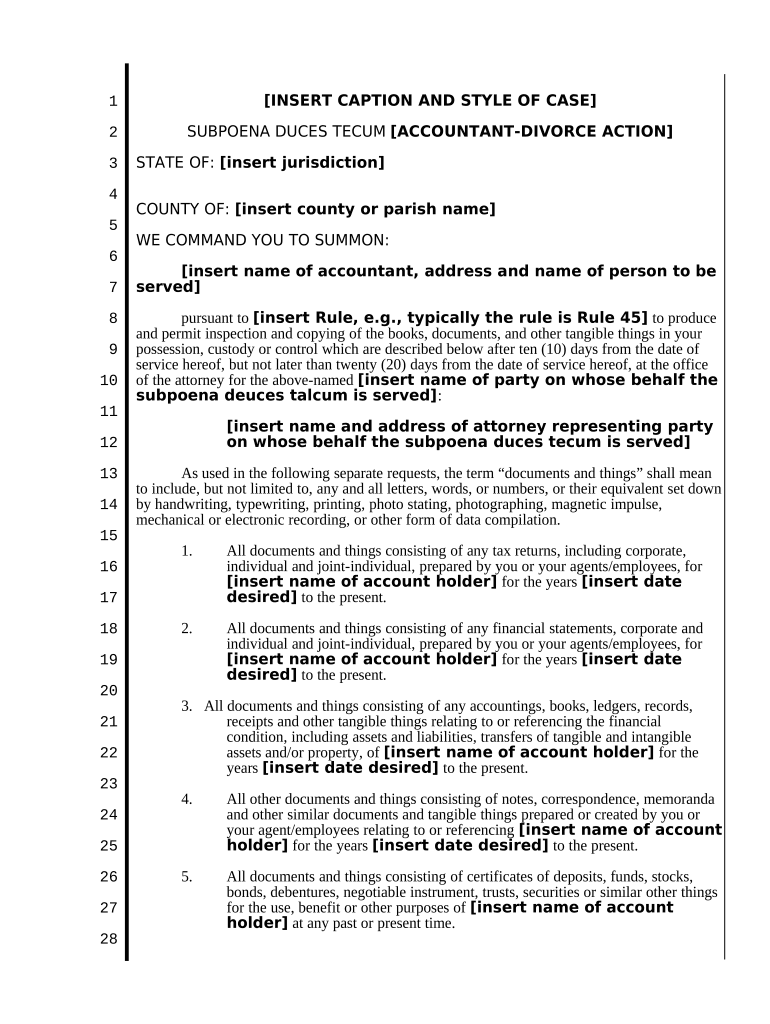 Subpoena Duces  Form