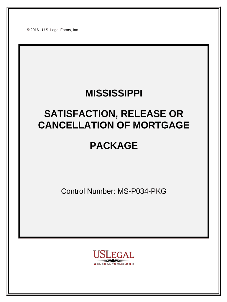 Satisfaction, Cancellation or Release of Mortgage Package Mississippi  Form