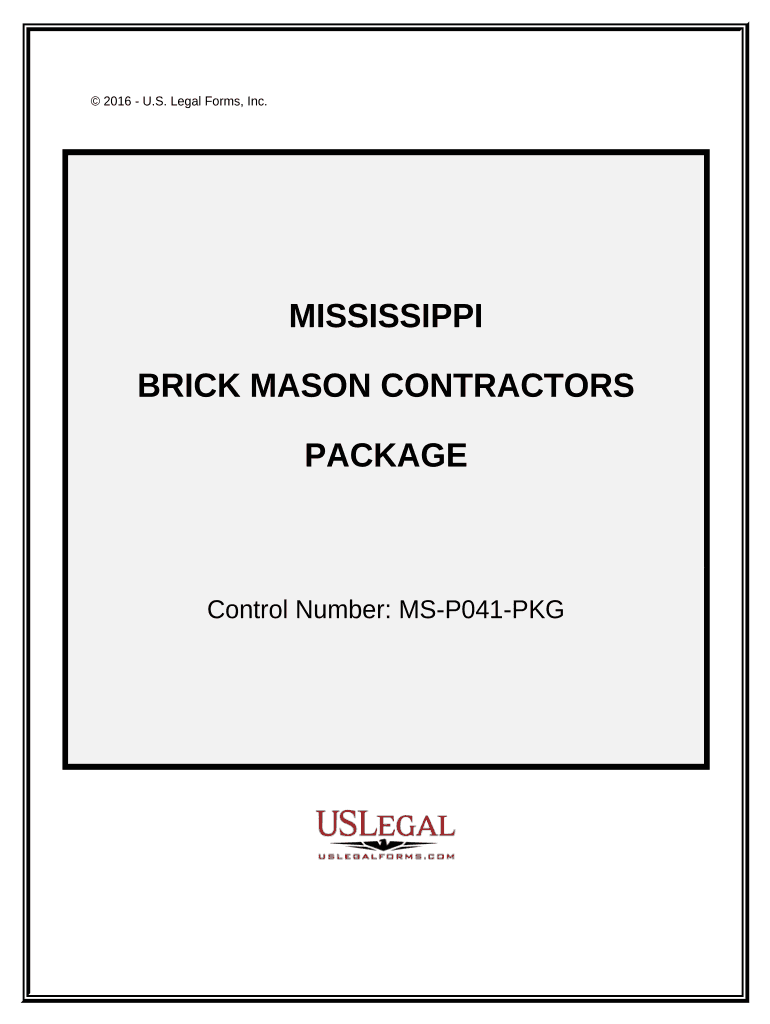 Brick Mason Contractor Package Mississippi  Form
