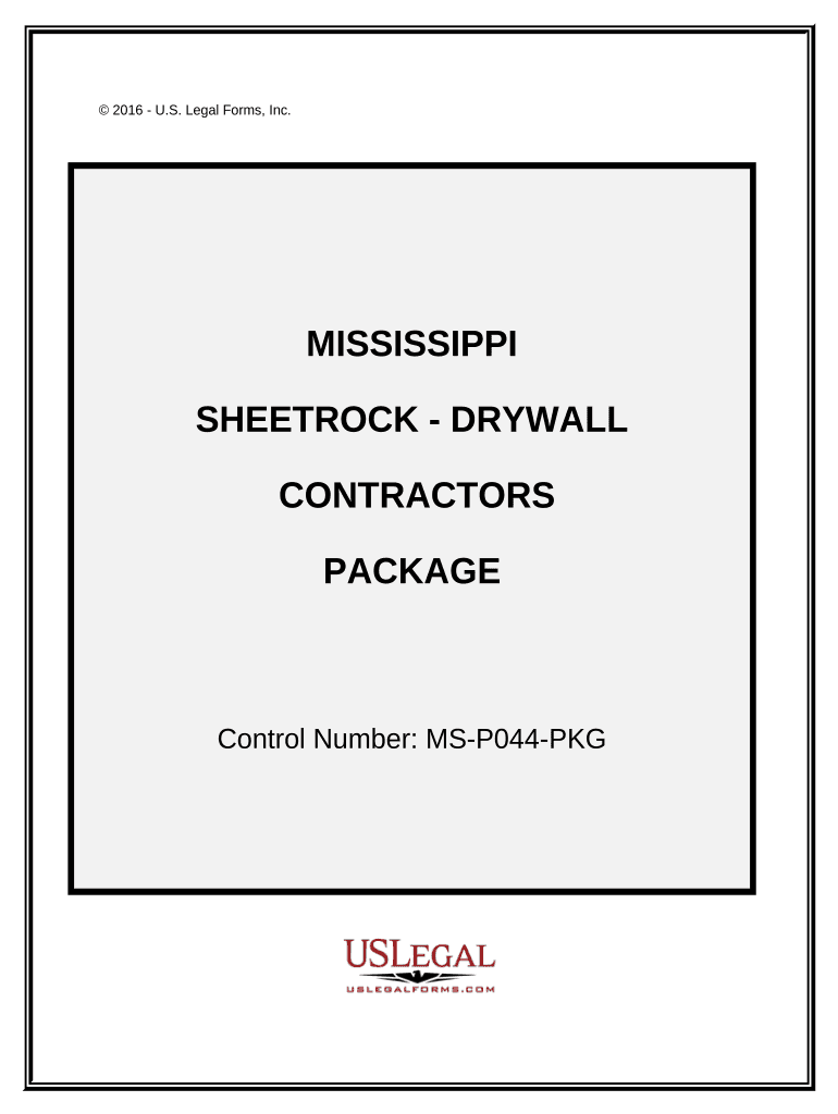 Sheetrock Drywall Contractor Package Mississippi  Form