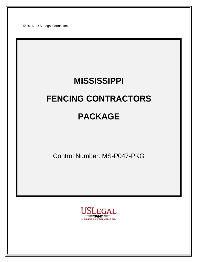 Fencing Contractor Package Mississippi  Form