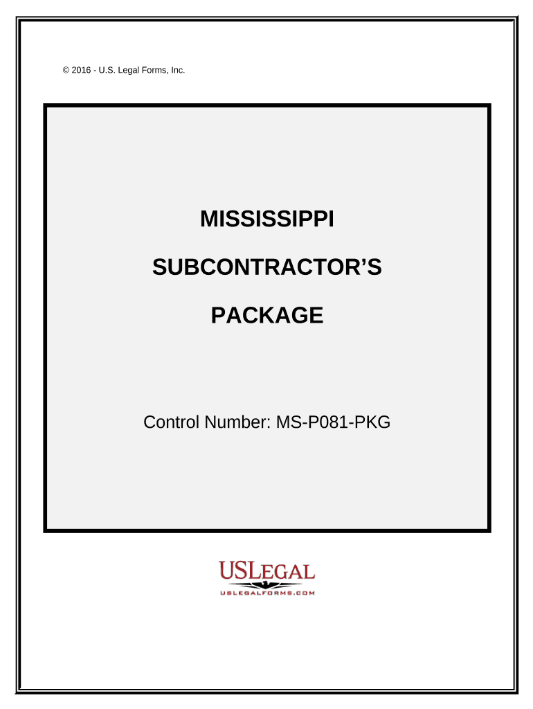 Subcontractors Package Mississippi  Form