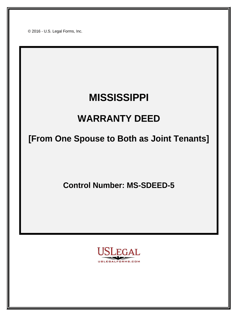 Warranty Deed to Separate Property of One Spouse to Both Spouses as Joint Tenants Mississippi  Form