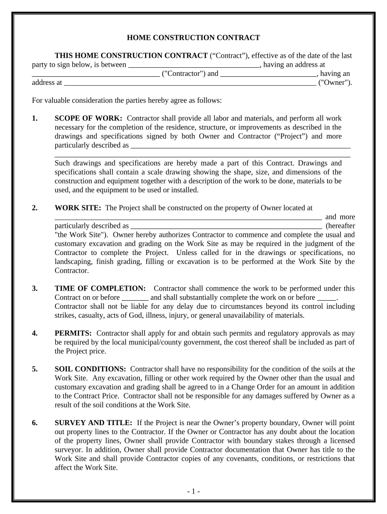 Montana New Home Construction Contract Montana  Form