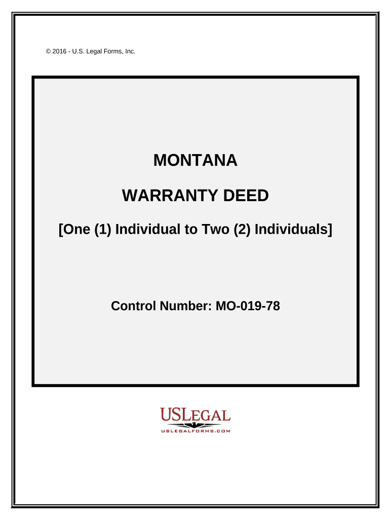 Warranty Deed One Individual to Two Individuals Montana  Form