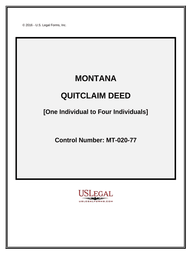 Quitclaim Deed One Individual to Four Individuals Montana  Form