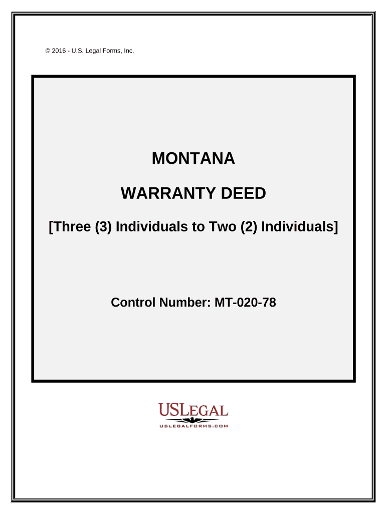 Warranty Deed Three Individuals to Two Individuals Montana  Form