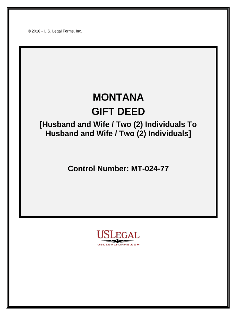 Gift Deed from Husband and WifeTwo Individuals to Husband and WifeTwo Individuals Montana  Form