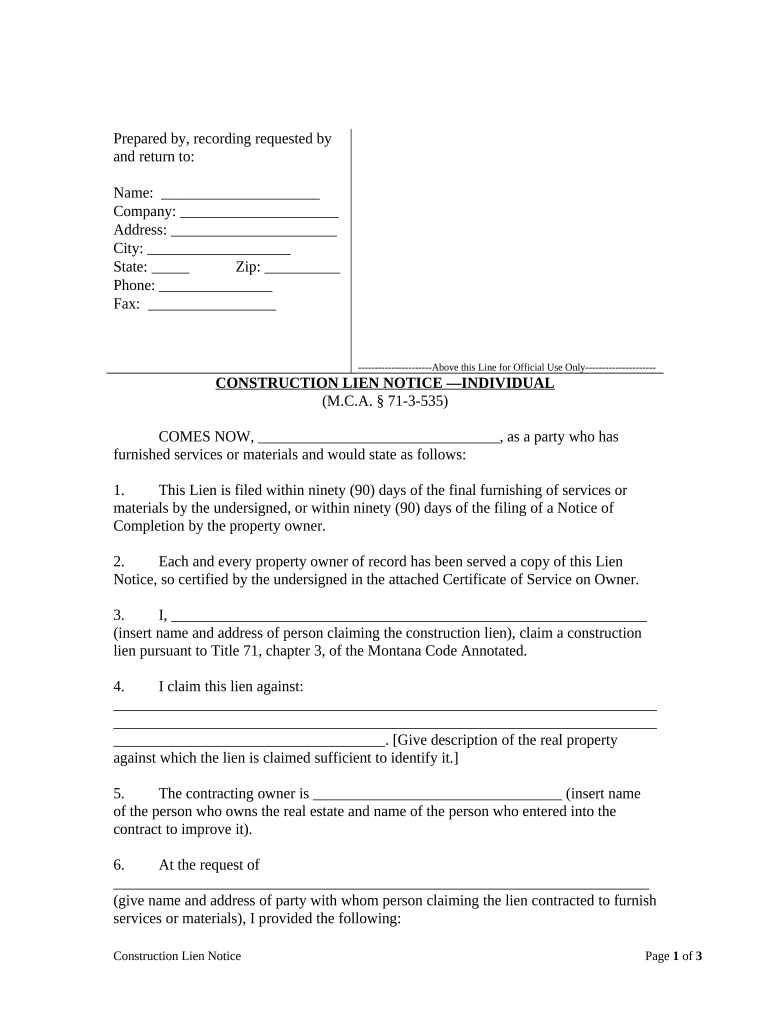 Montana Code Annotated  Form