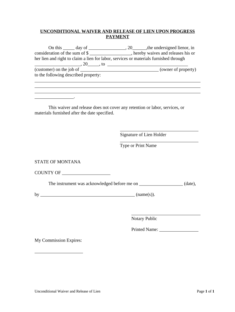 Unconditional Lien Form