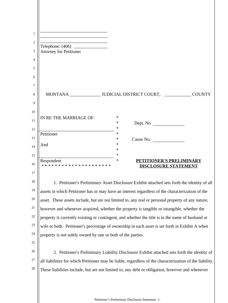 Preliminary Declaration Montana  Form