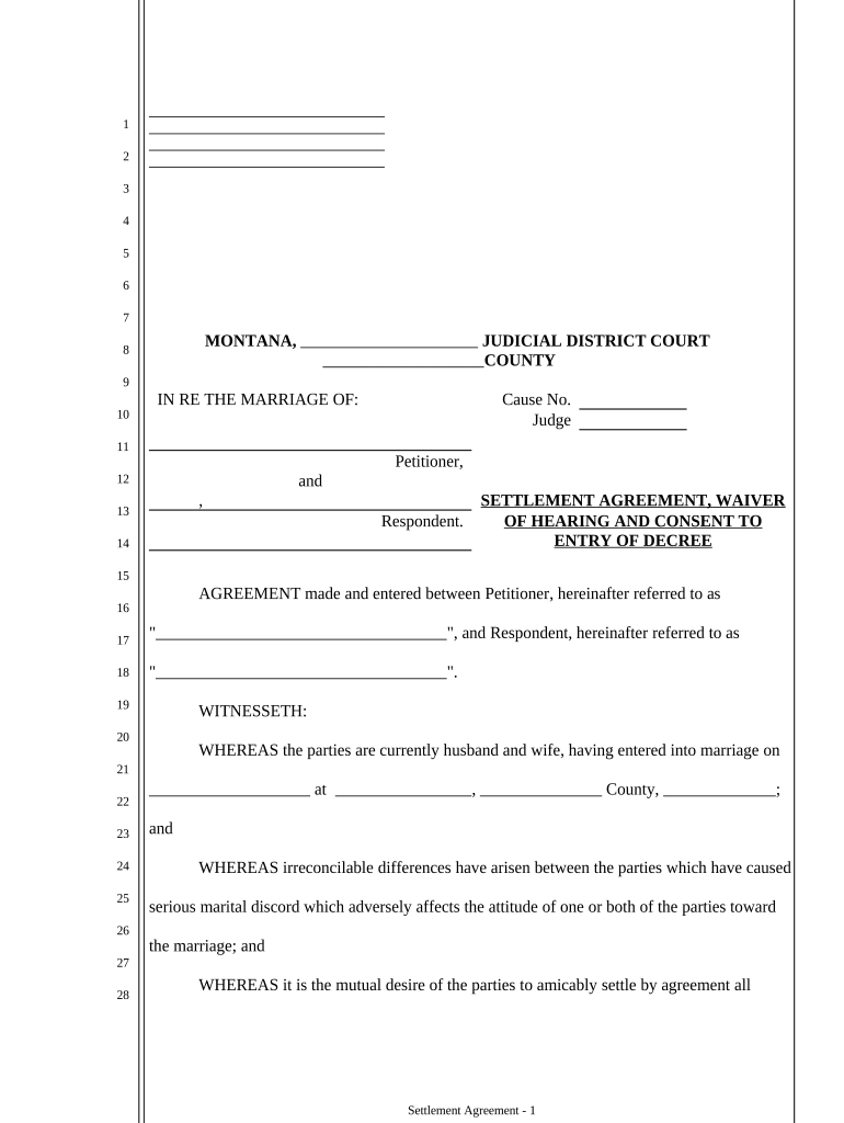 Montana Marital Property  Form