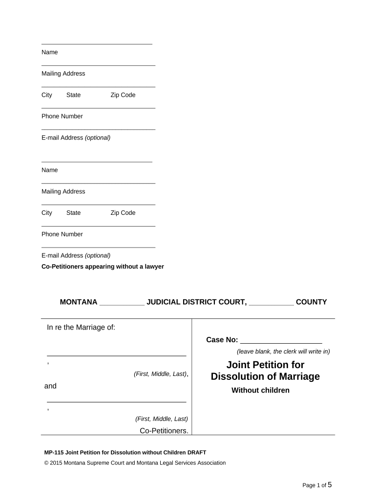 Montana Joint Dissolution  Form