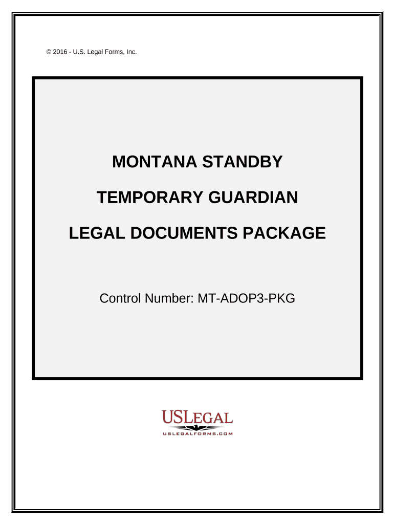 Montana Standby Temporary Guardian Legal Documents Package Montana  Form