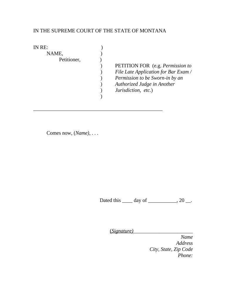 Montana Sample Petition  Form