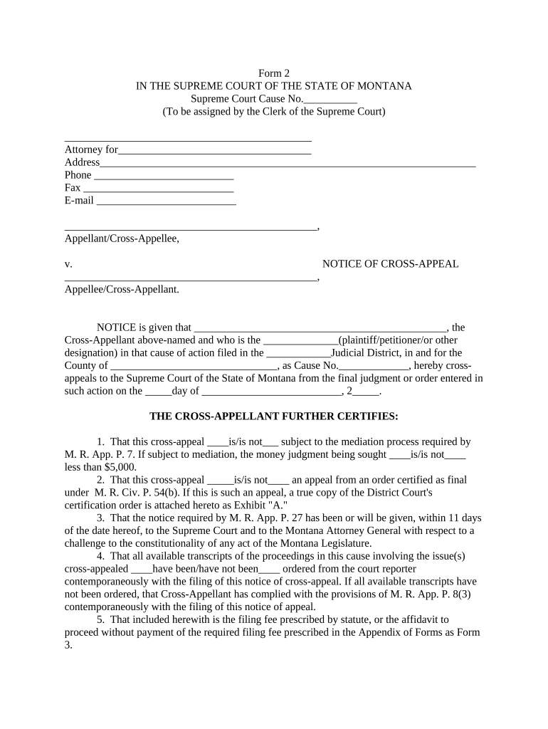 Montana Notice  Form