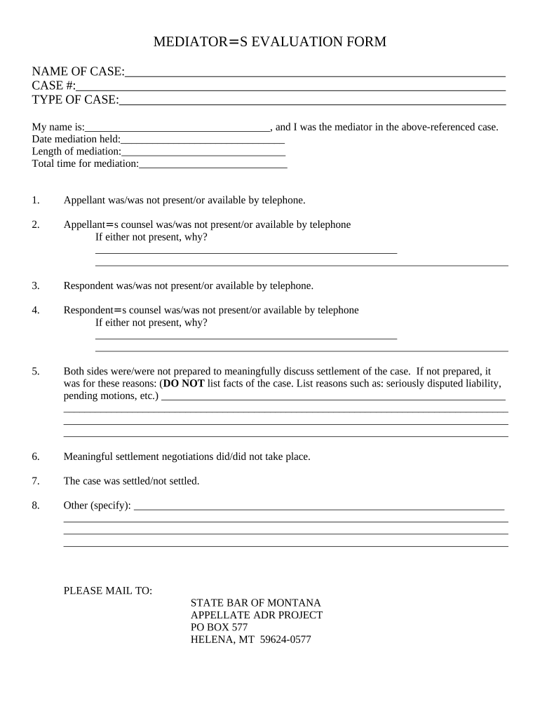 Montana Mediator  Form