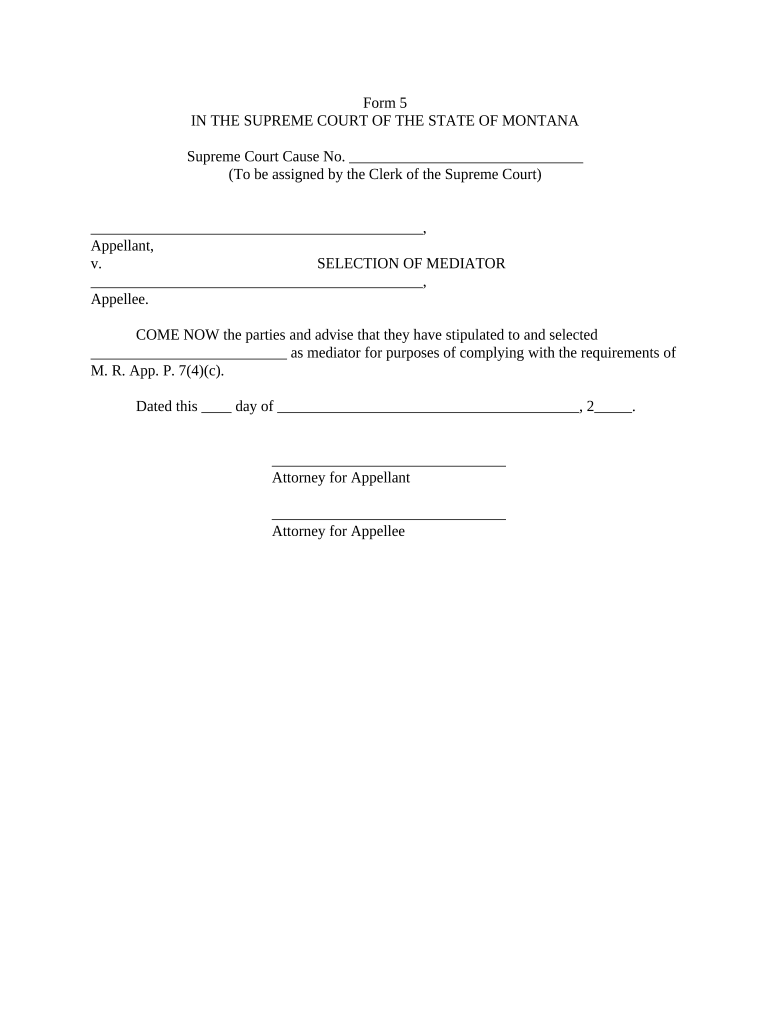 Selection of Mediator Montana  Form