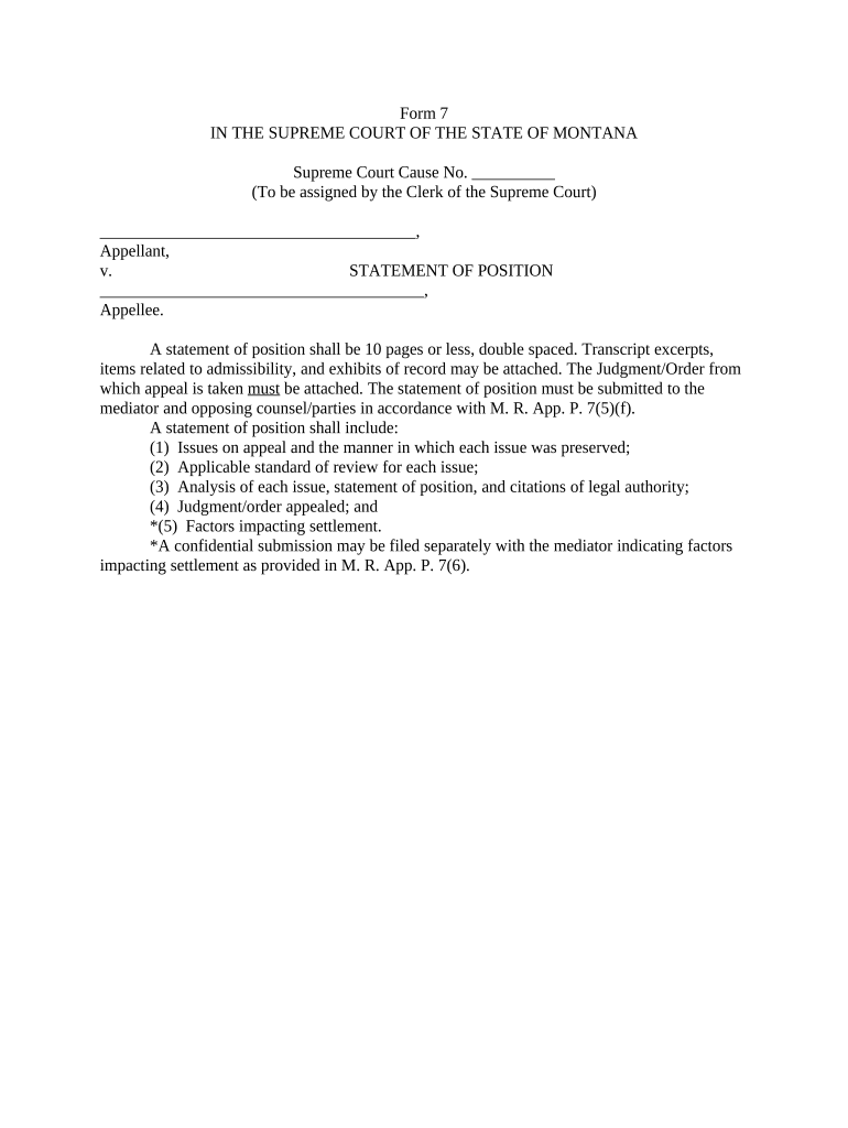 Statement of Position Montana  Form