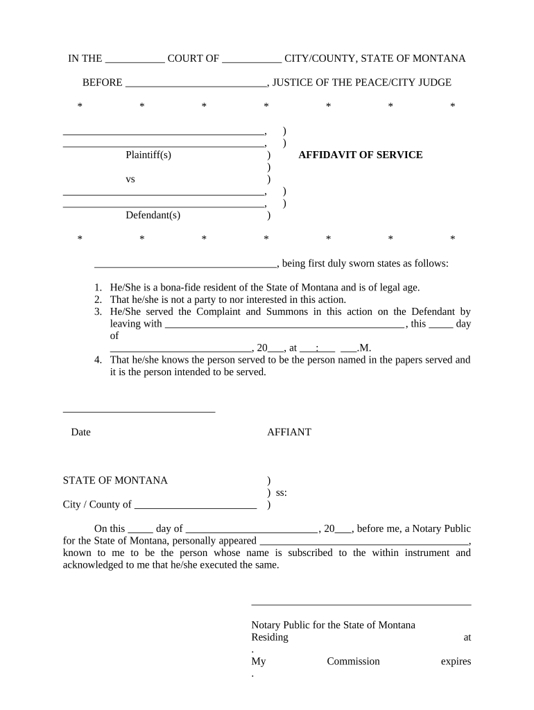 Montana Service Uslegal  Form