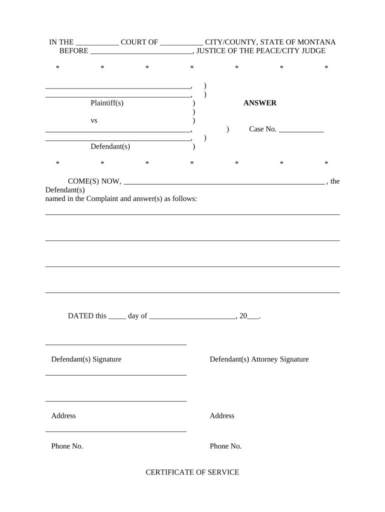 Montana Answer  Form