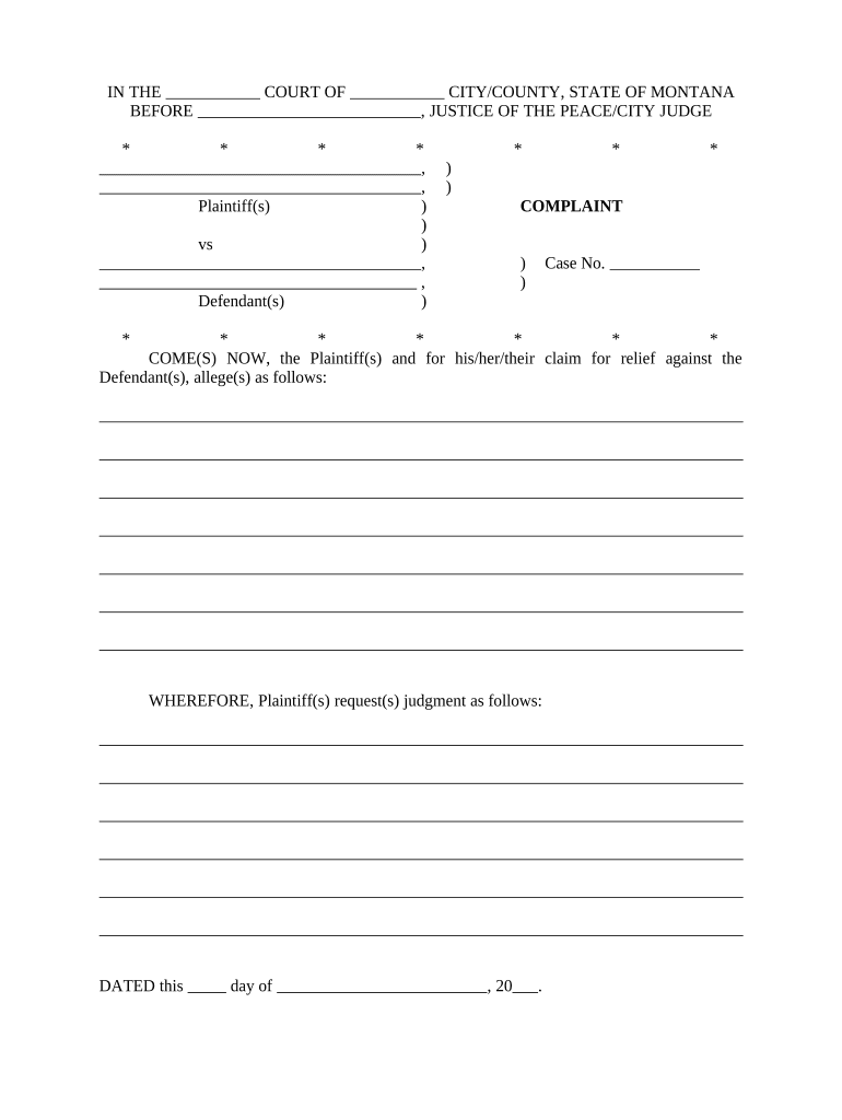 Montana Civil Court  Form