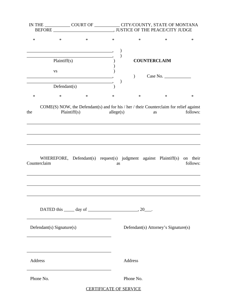 Montana Civil Court  Form