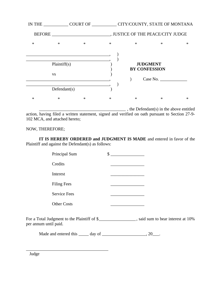 Judgment Confession Form