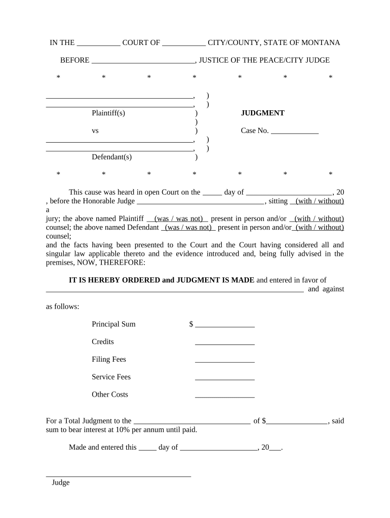 Judgment Montana  Form