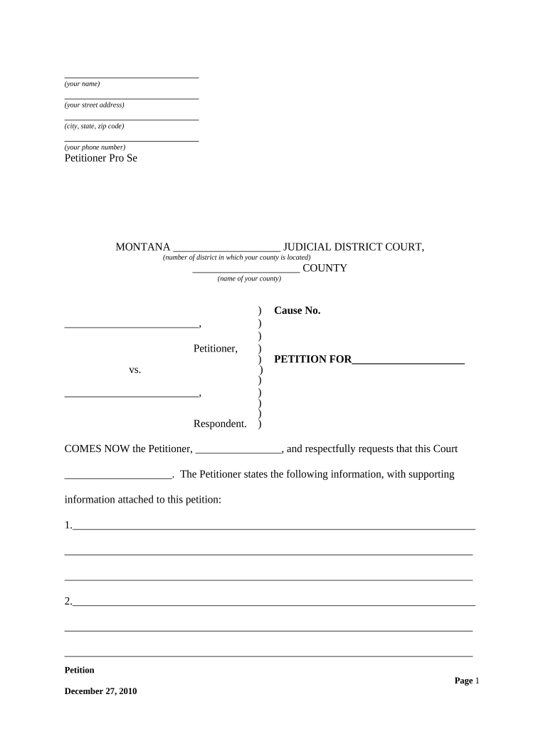 Petition District Court  Form