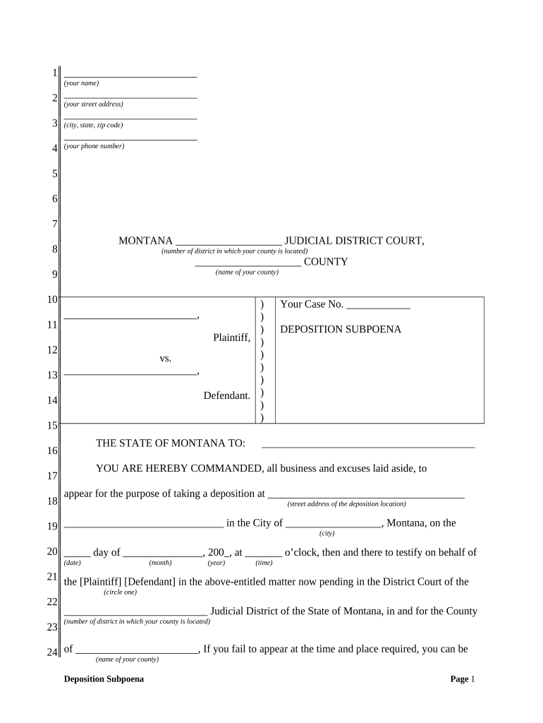 Montana Deposition  Form