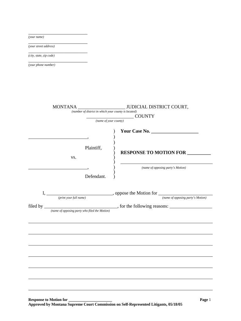Response Motion  Form