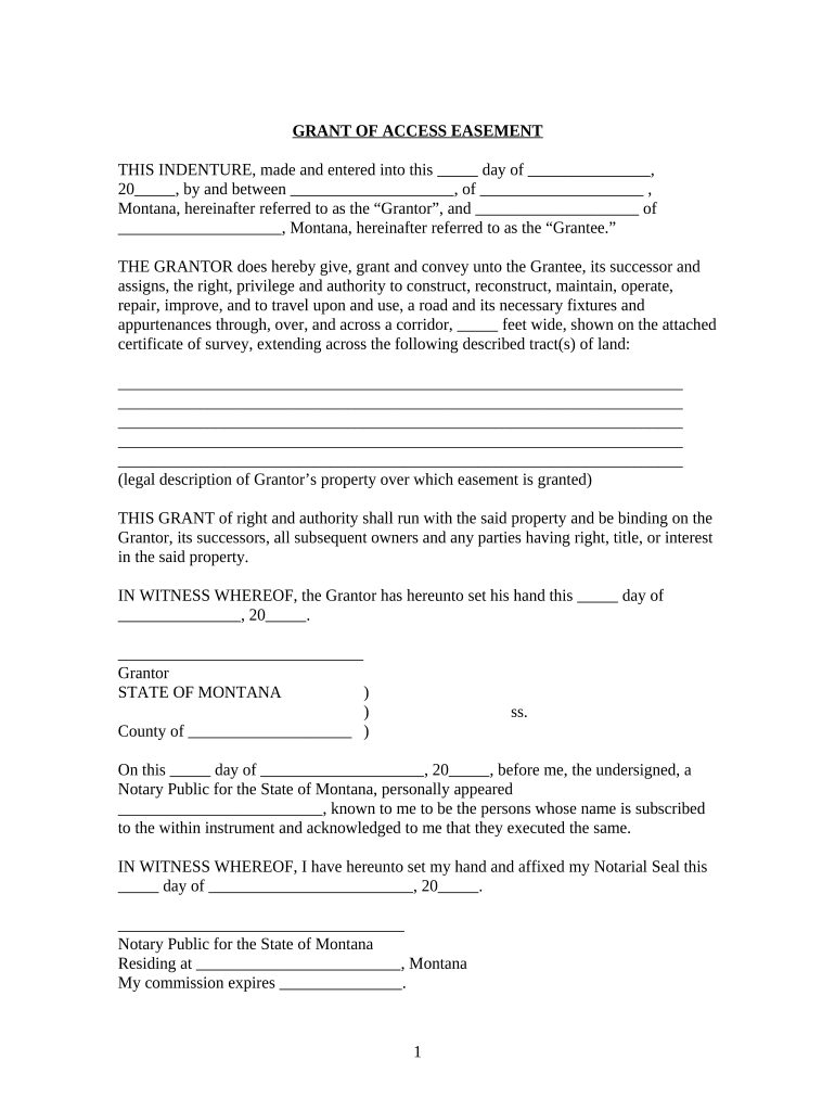 Montana Easement  Form