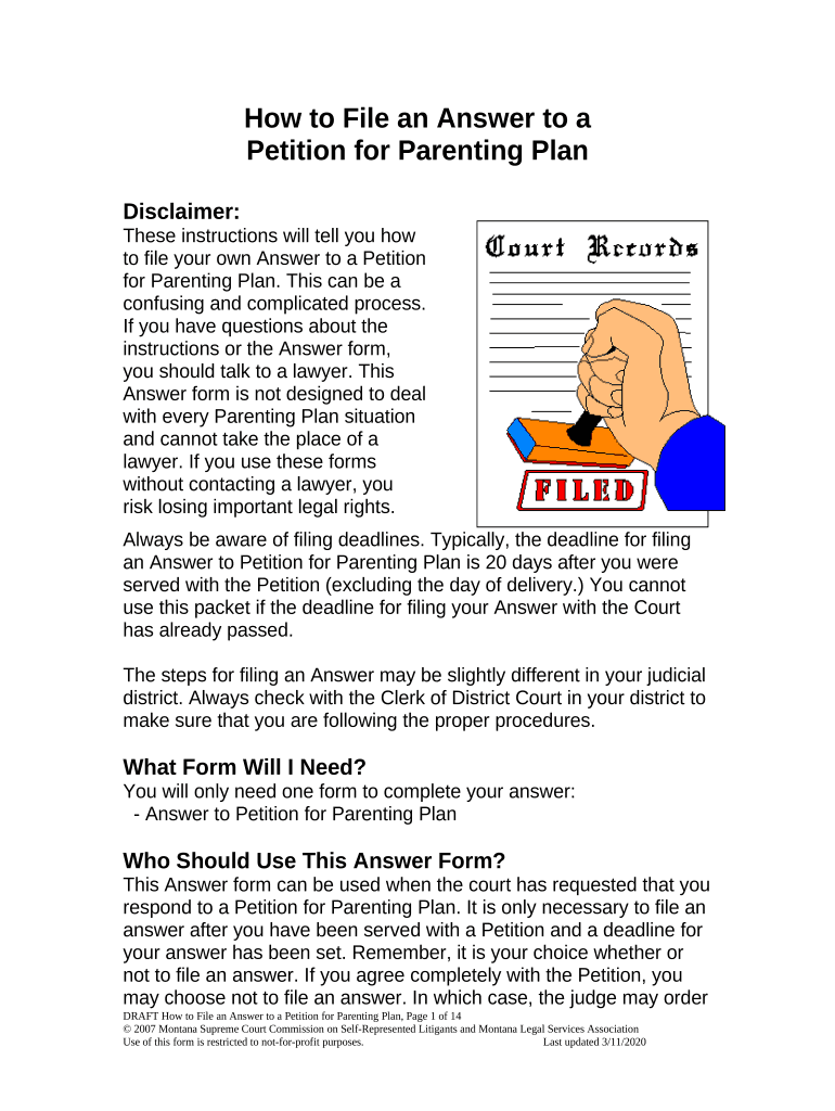 Mt Parenting Plan  Form