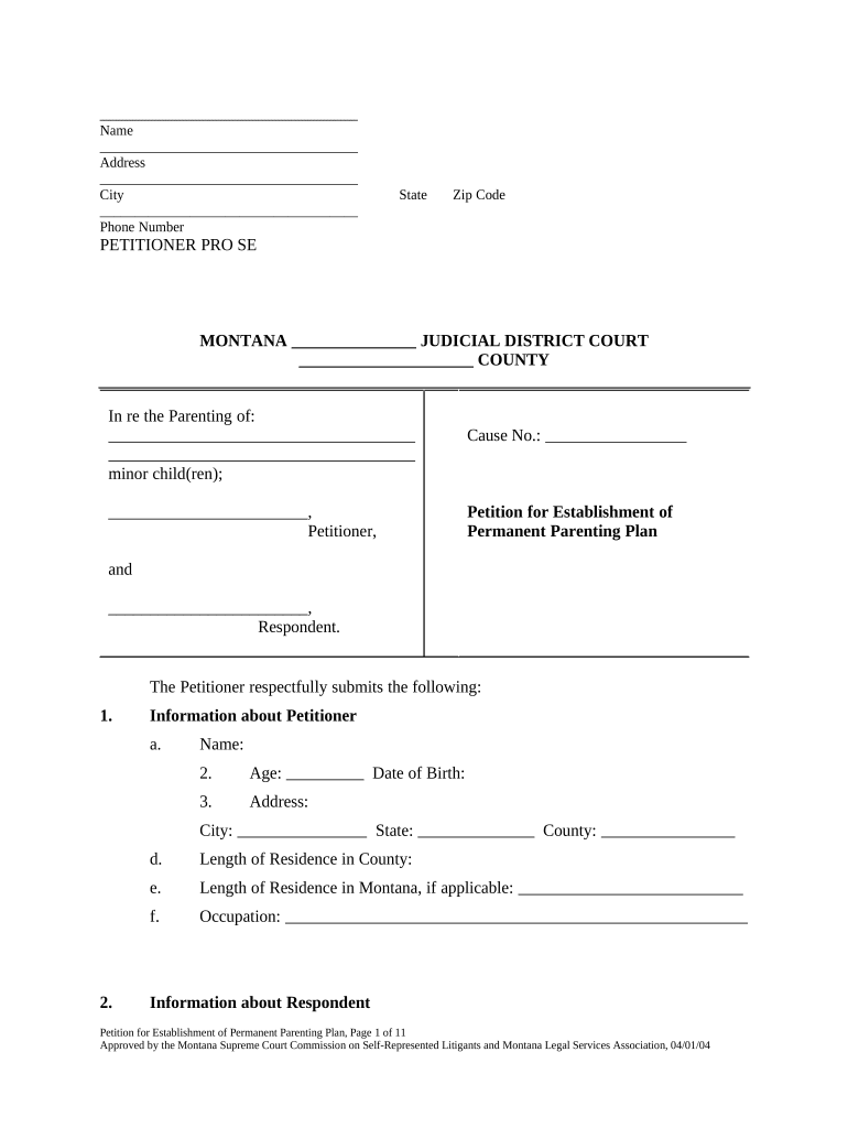 Montana Permanent  Form