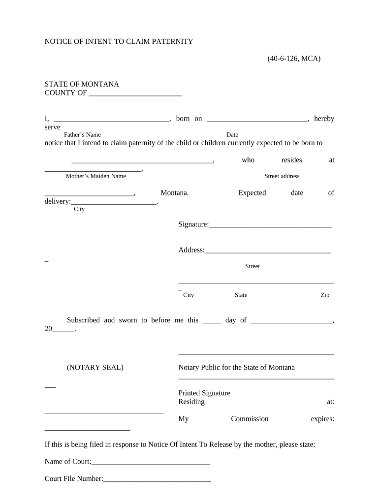 Montana Notice Intent  Form