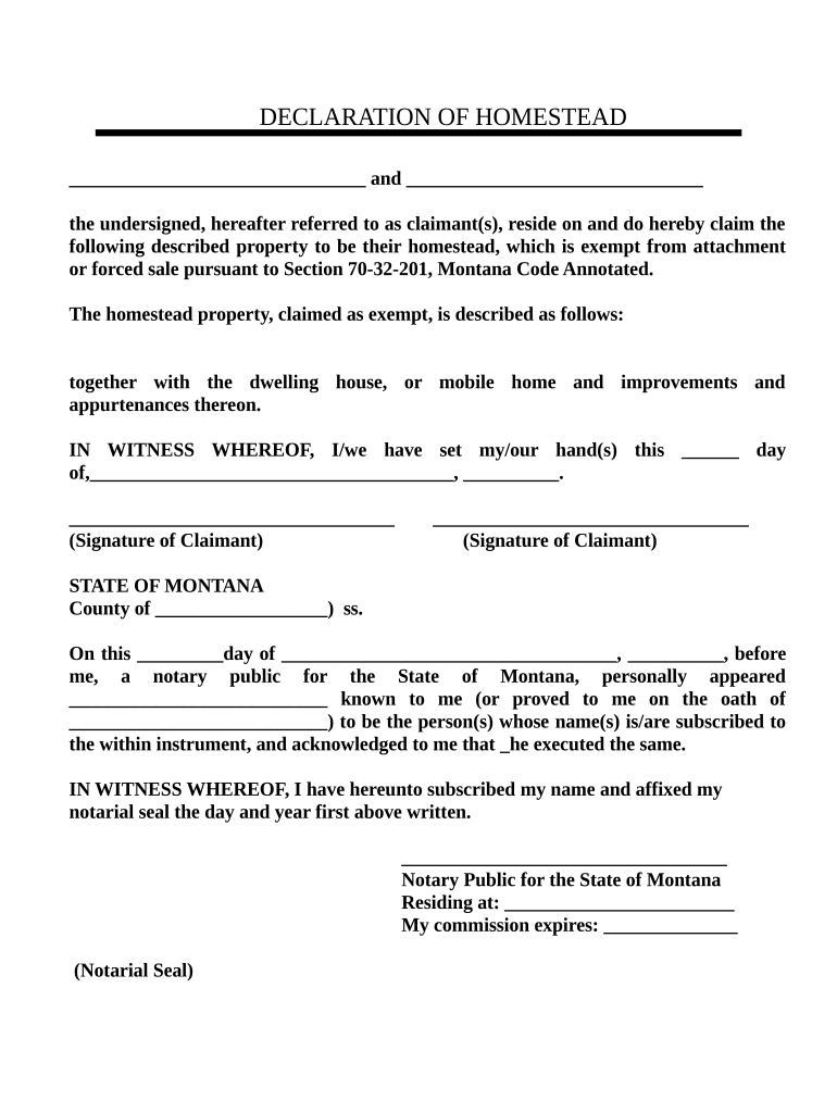 Montana Homestead  Form