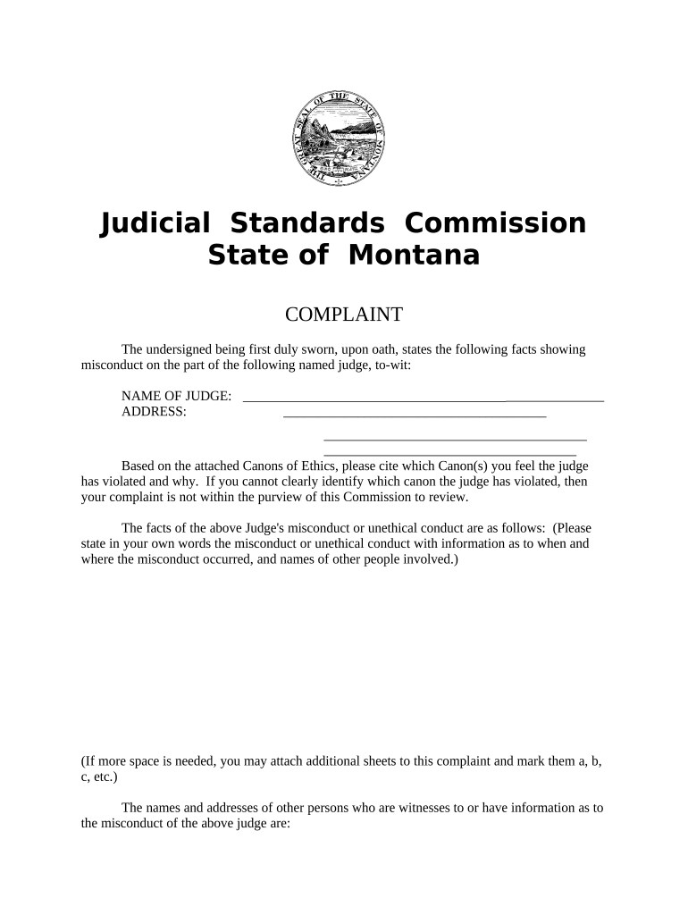 Montana Judicial Standards Commission  Form
