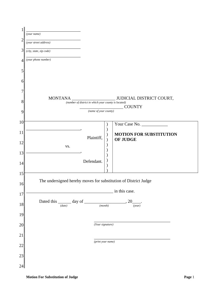 Montana Motion  Form