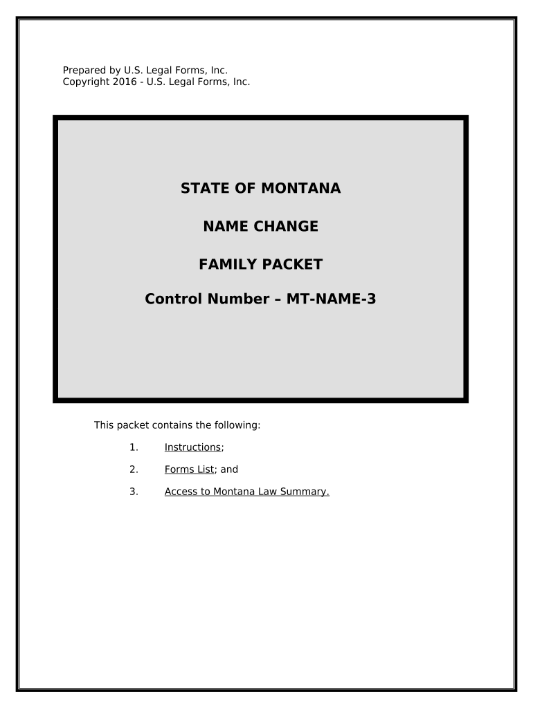 Name Change Instructions and Forms Package for a Family Montana